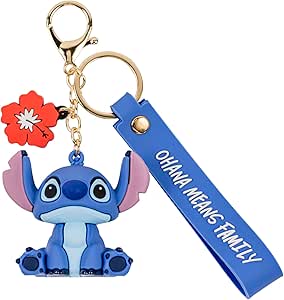 Peers Hardy - Porte-clés 3D Disney Lilo et Stitch bleu et doré, Bleu, doré et rouge, Taille unique, chaîne, breloque