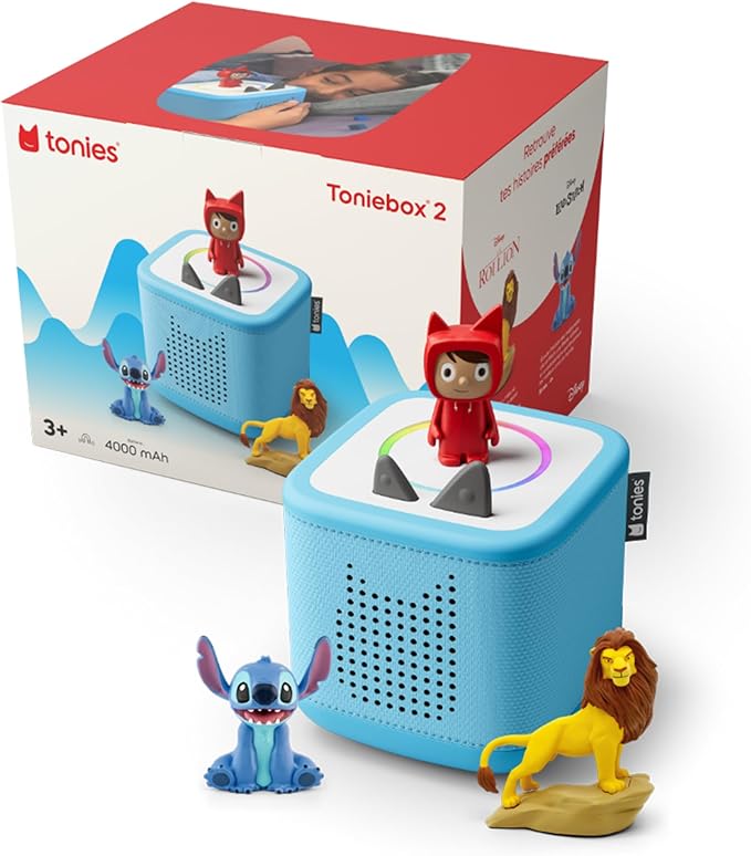 Toniebox 2 Pack Boite à Histoire pour Enfant 1 à 9 Ans, Robuste & Facile à Utiliser, avec Le Roi Lion et Lilo & Stitch, Bleu